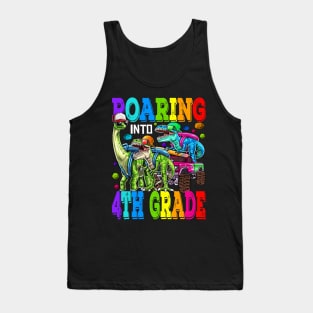 Roaring Into 4th Grade Monster Truck Dinosaur Tank Top